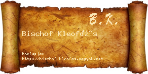 Bischof Kleofás névjegykártya
